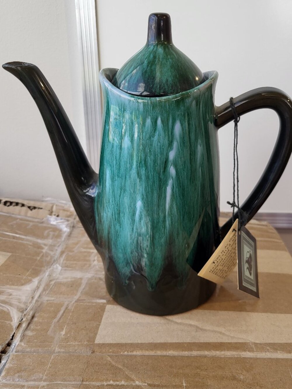 Vintage Blue Mountain Pottery Coffee/Tea Pot never been used has labels